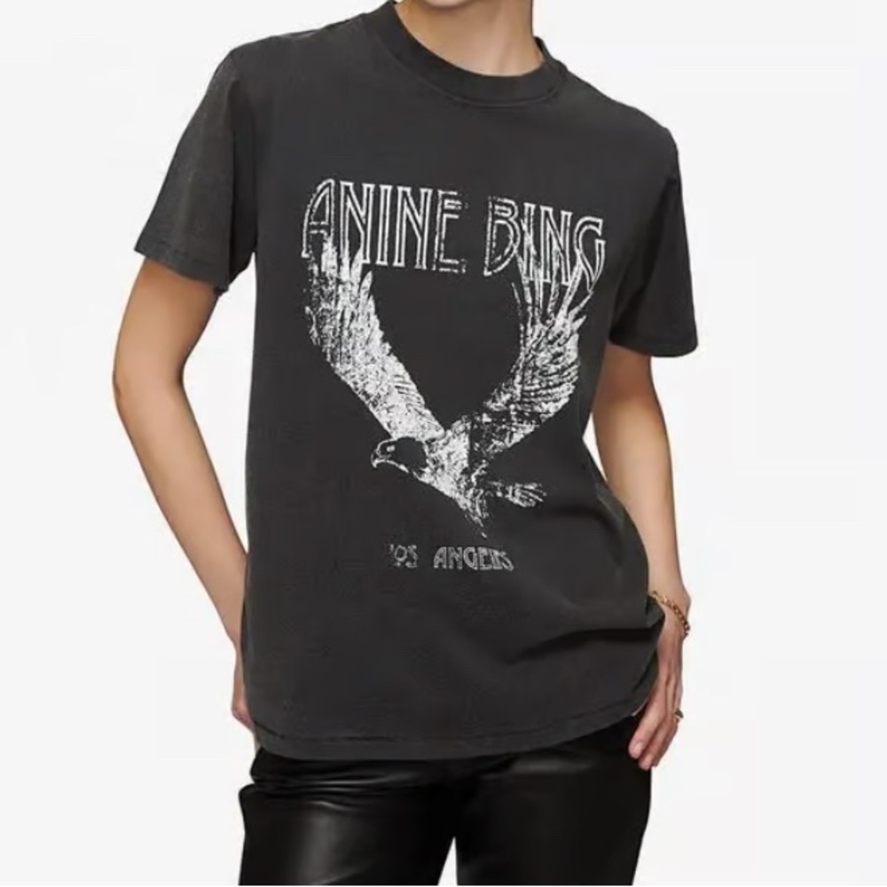 Anine Bing Black Graphic T-Shirt